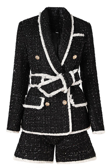 Hvid 2-delt sjal revers dobbeltradet kvinder galladragter